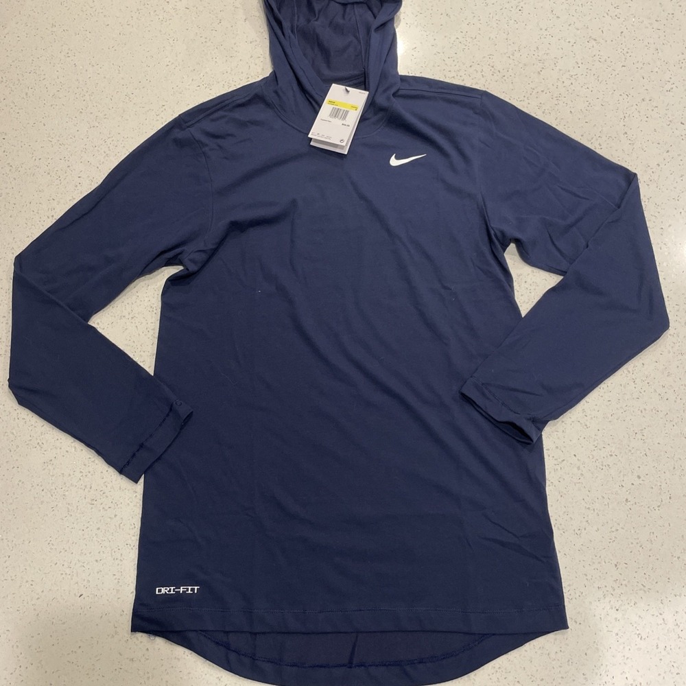 Nike Men's Dri-Fit Long Sleeve‎ Pullover Hoodie Navy Blue Size S NWT